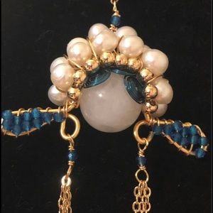 14k GF natural baroque pearl jade spinel necklace